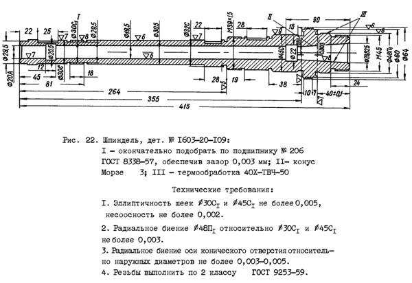 1603 Креслення шпинделя токарно-гвинторізного верстата 1603